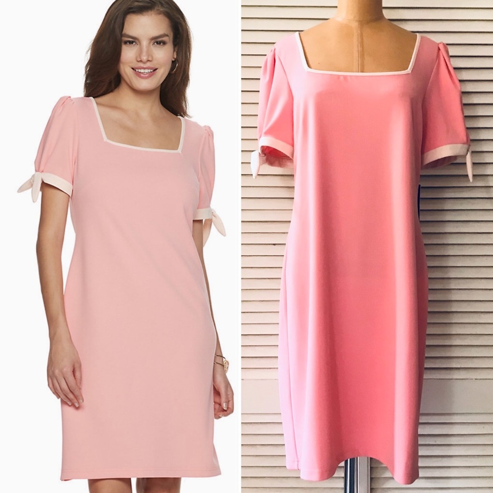 🆕 Sharagano New York Womens Dress size 10 Pale Pink Short Sleeve Shift NWT NEW